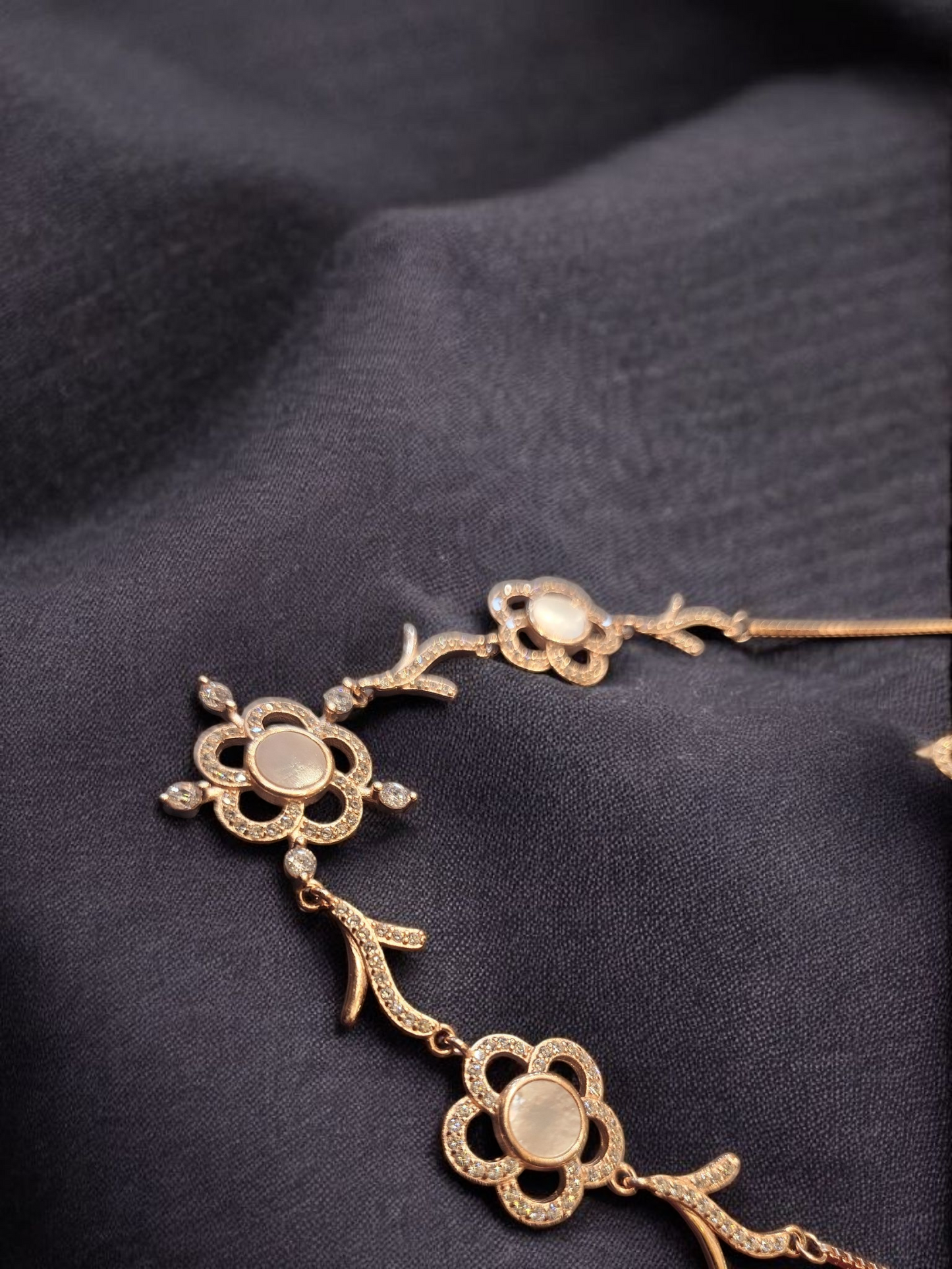 925 STERLING NECKLACE-EARING SET in Rose Gold Plating