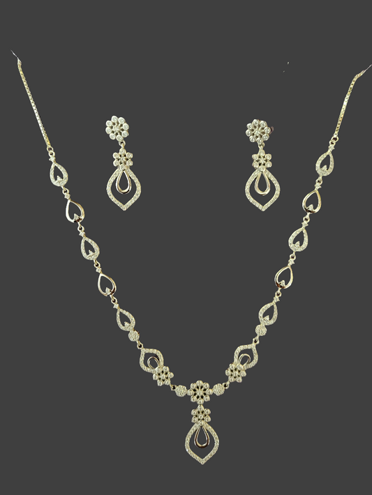 Sterling Silver Neclace-Earing set Rhodium plated