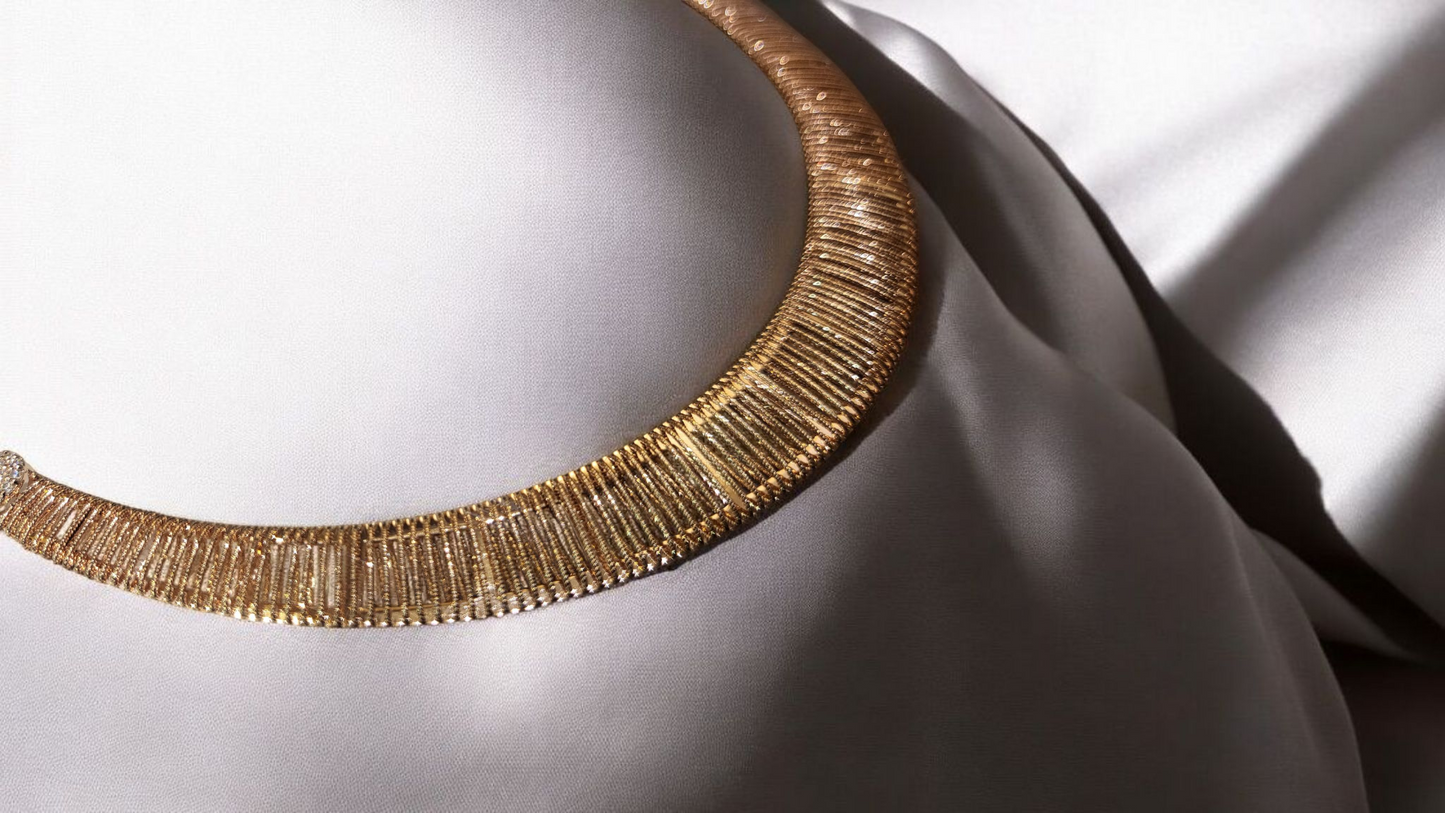 Sterling Silver Collar Choker & Earing Set Rose Gold Plated